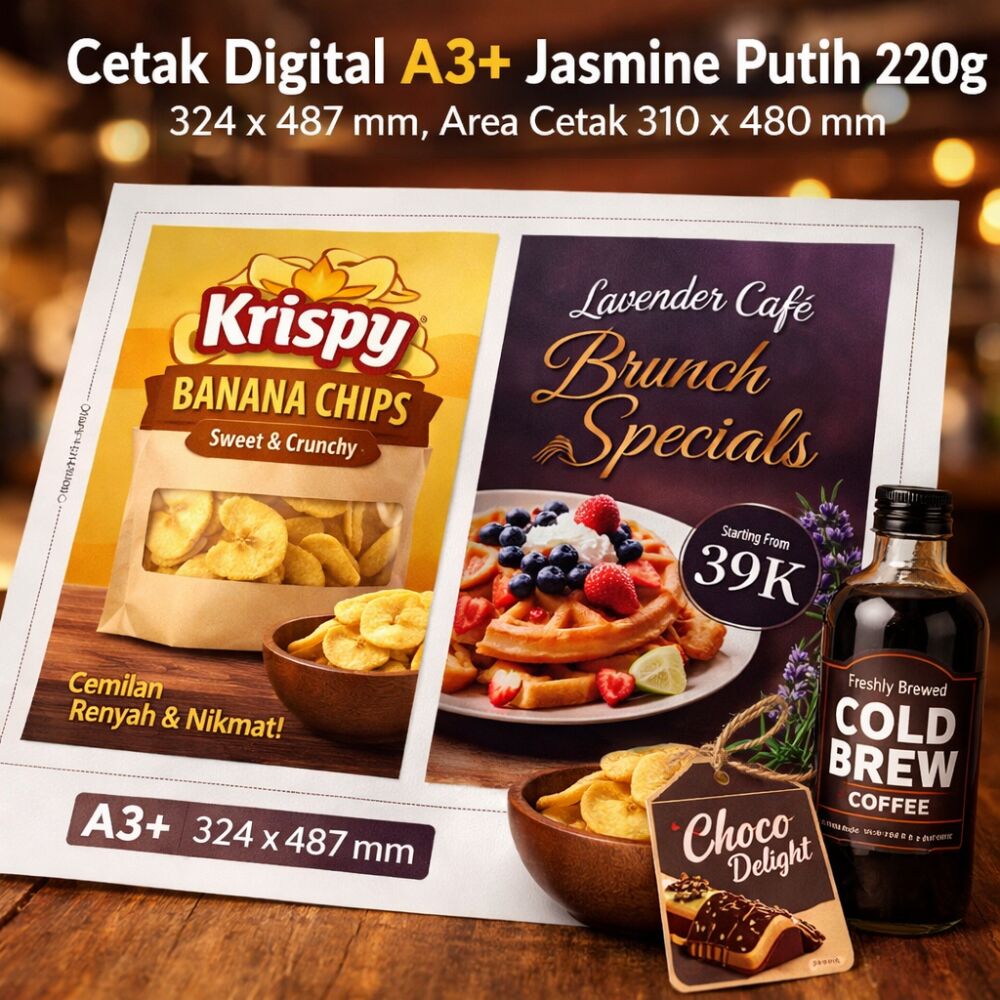 Cetak Digital A3 1 Sisi Jasmine Putih 220g