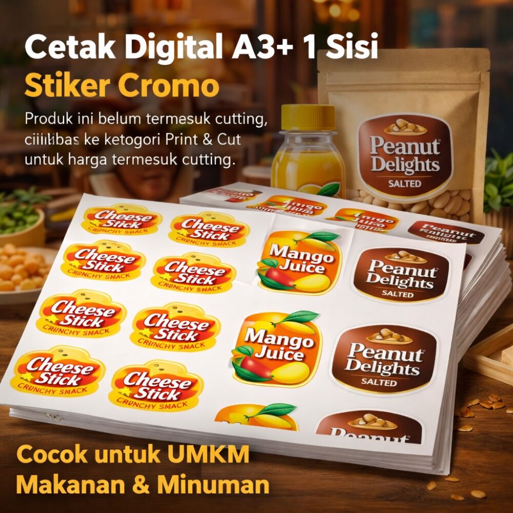 Cetak Digital A3+ 1 Sisi Stiker Cromo