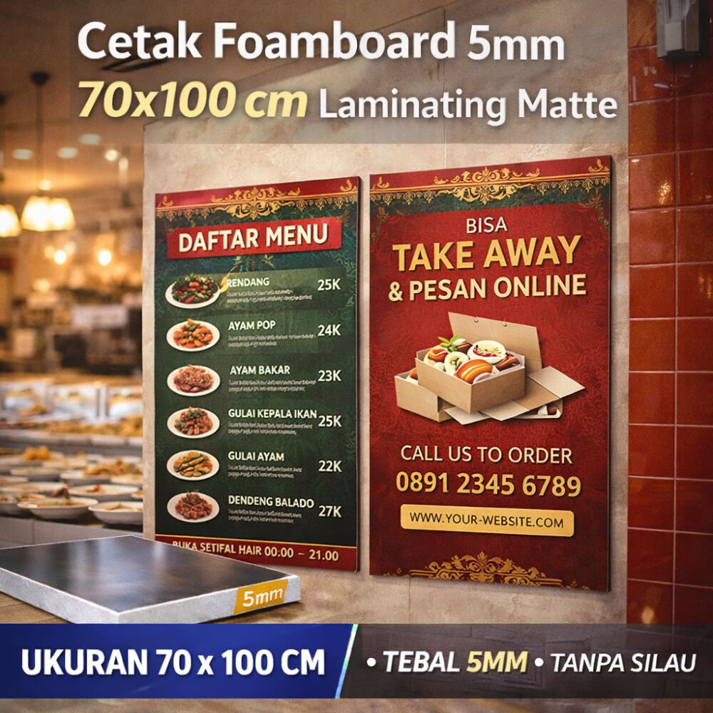 Cetak Foamboard 5mm 70x100 cm Laminating Matte