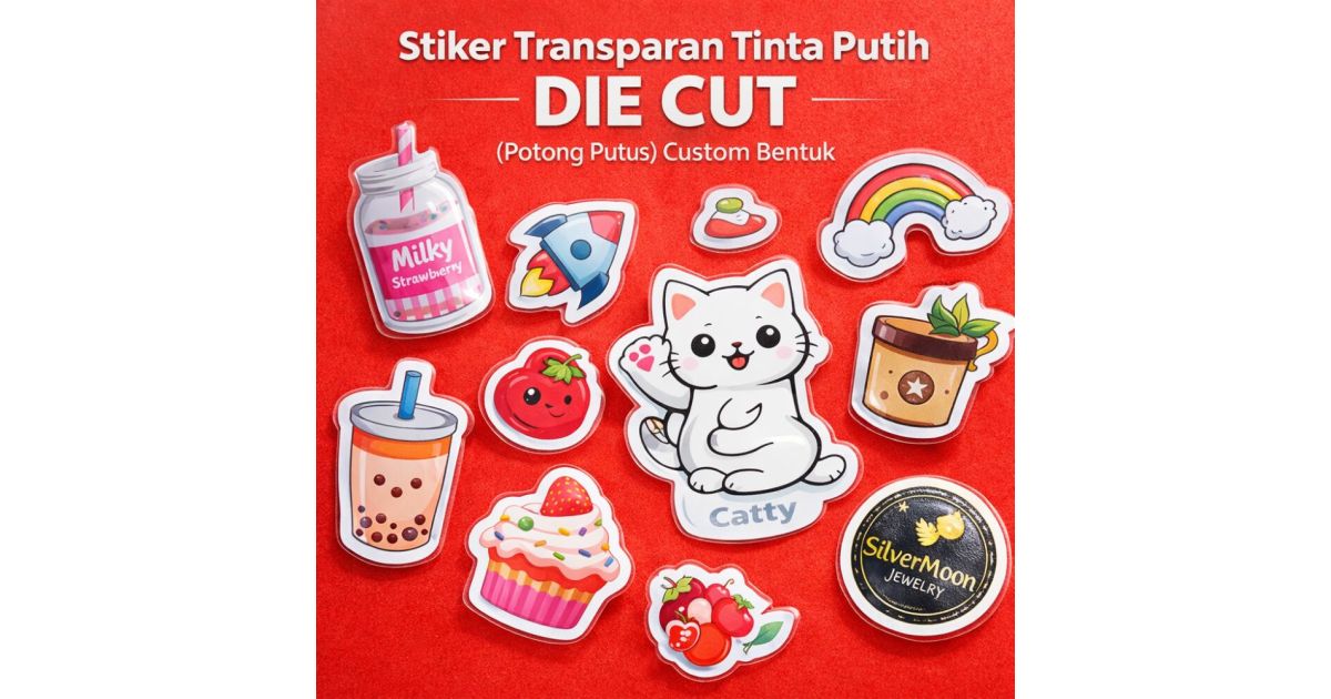 Stiker Transparan A3+ Die Cut (Potong Putus) Tinta Putih