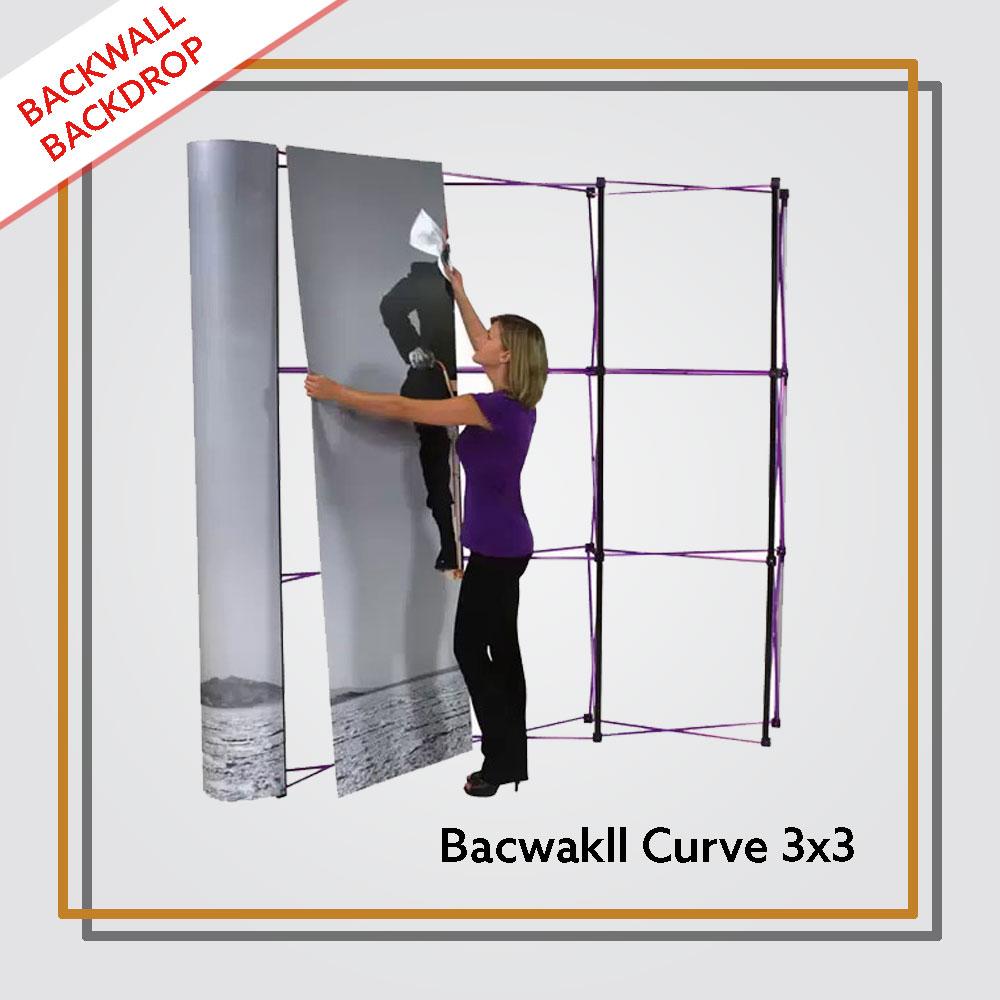 Backwall Portable 3x3 Curve Laminasi Glossy